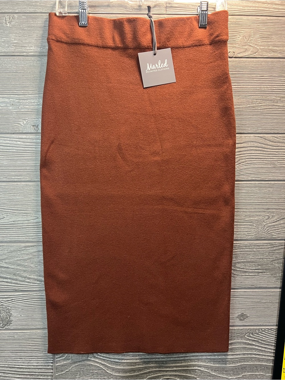Marled Burnt Orange Pencil Skirt